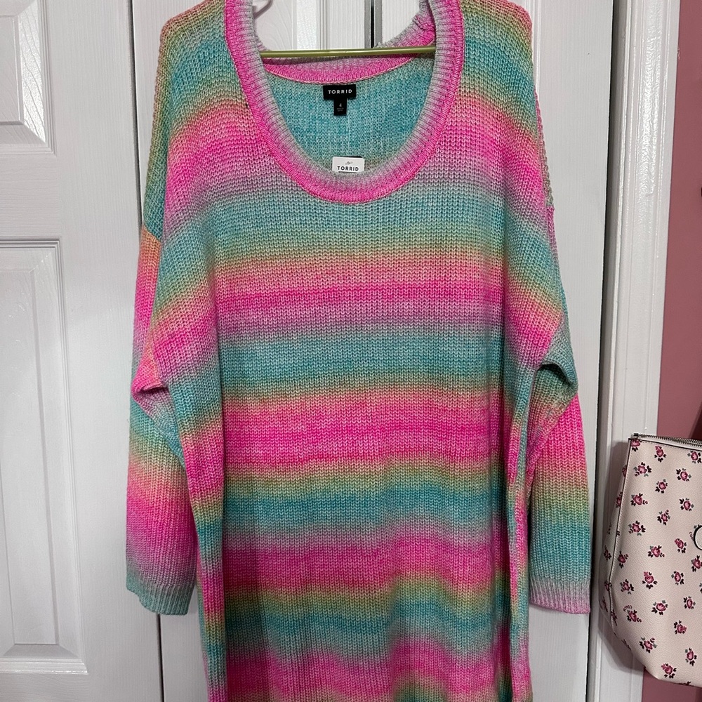 Torrid NWT Women's Multicolor Rainbow Striped Sweater